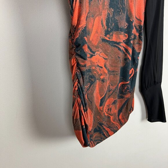 Iris Setlakwe Blouse Top Womens Large Ruched Silk Blend Sheer Long Sleeve Artsy - Picture 7 of 15